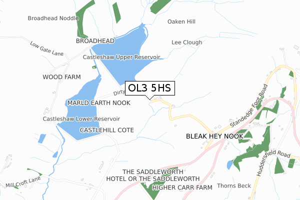 OL3 5HS map - small scale - OS Open Zoomstack (Ordnance Survey)