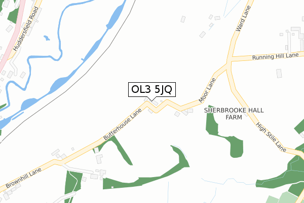 OL3 5JQ map - large scale - OS Open Zoomstack (Ordnance Survey)