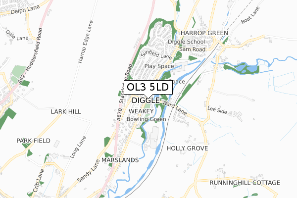 OL3 5LD map - small scale - OS Open Zoomstack (Ordnance Survey)