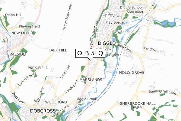 OL3 5LQ map - small scale - OS Open Zoomstack (Ordnance Survey)