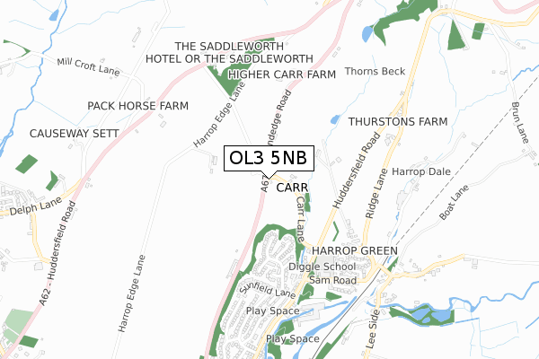 OL3 5NB map - small scale - OS Open Zoomstack (Ordnance Survey)