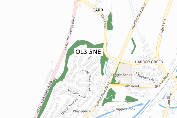 OL3 5NE map - large scale - OS Open Zoomstack (Ordnance Survey)