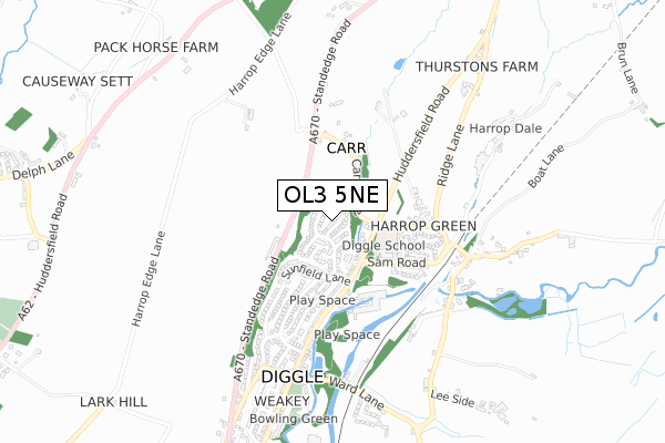 OL3 5NE map - small scale - OS Open Zoomstack (Ordnance Survey)