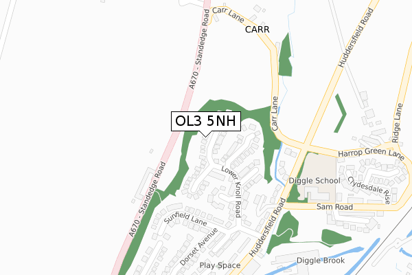 OL3 5NH map - large scale - OS Open Zoomstack (Ordnance Survey)