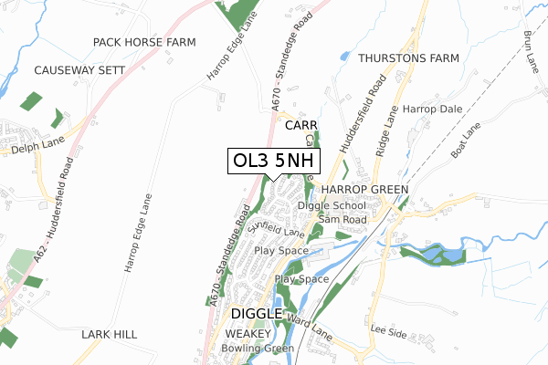 OL3 5NH map - small scale - OS Open Zoomstack (Ordnance Survey)