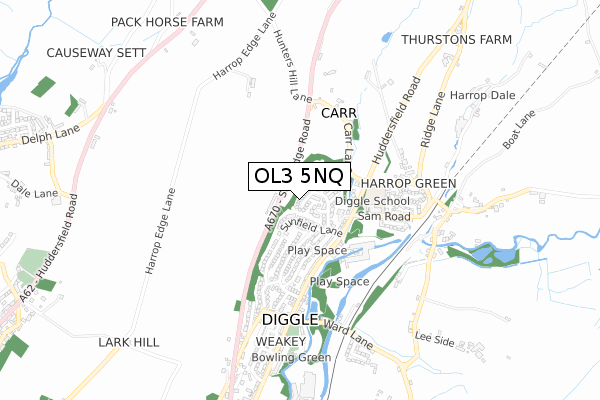 OL3 5NQ map - small scale - OS Open Zoomstack (Ordnance Survey)