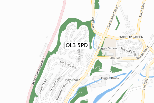 OL3 5PD map - large scale - OS Open Zoomstack (Ordnance Survey)