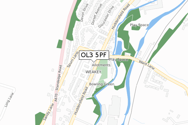 OL3 5PF map - large scale - OS Open Zoomstack (Ordnance Survey)