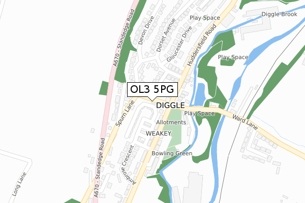 OL3 5PG map - large scale - OS Open Zoomstack (Ordnance Survey)