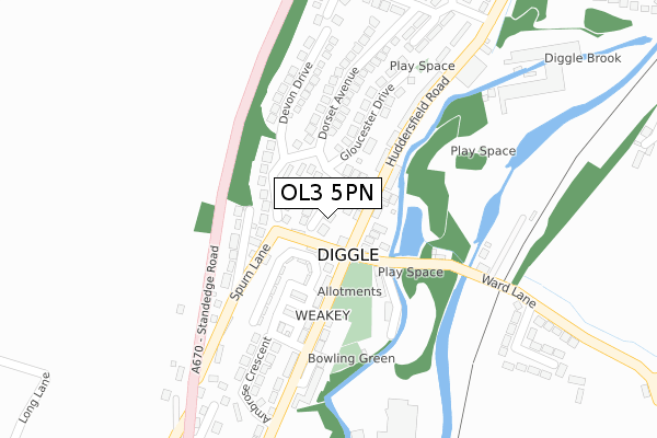 OL3 5PN map - large scale - OS Open Zoomstack (Ordnance Survey)