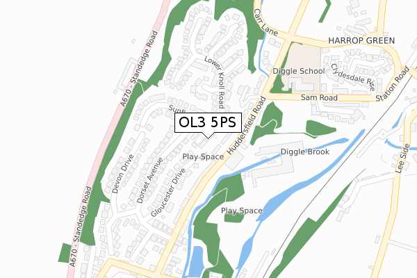 OL3 5PS map - large scale - OS Open Zoomstack (Ordnance Survey)