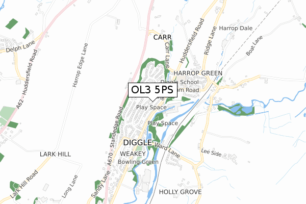 OL3 5PS map - small scale - OS Open Zoomstack (Ordnance Survey)