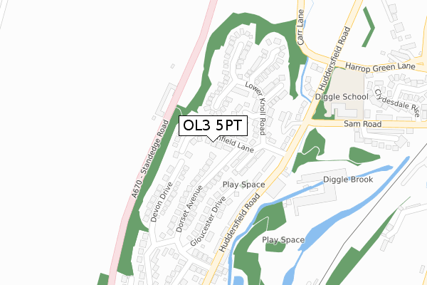 OL3 5PT map - large scale - OS Open Zoomstack (Ordnance Survey)