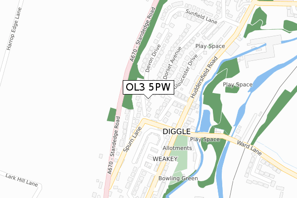 OL3 5PW map - large scale - OS Open Zoomstack (Ordnance Survey)