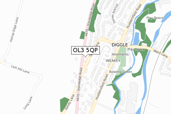 OL3 5QP map - large scale - OS Open Zoomstack (Ordnance Survey)