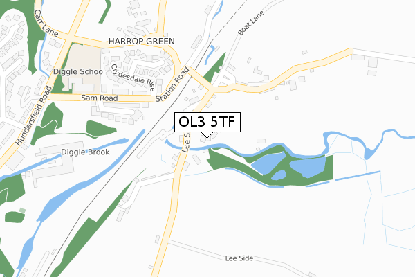 OL3 5TF map - large scale - OS Open Zoomstack (Ordnance Survey)