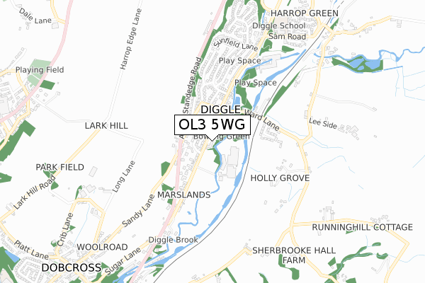 OL3 5WG map - small scale - OS Open Zoomstack (Ordnance Survey)