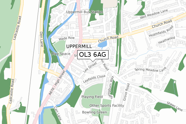 OL3 6AG map - large scale - OS Open Zoomstack (Ordnance Survey)