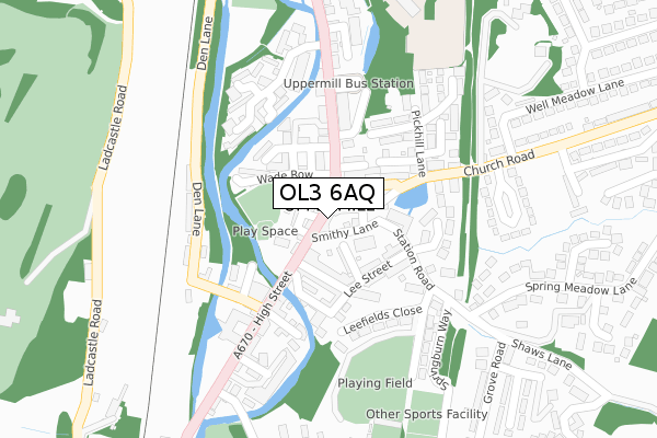 OL3 6AQ map - large scale - OS Open Zoomstack (Ordnance Survey)