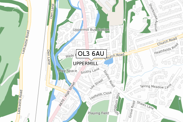 OL3 6AU map - large scale - OS Open Zoomstack (Ordnance Survey)