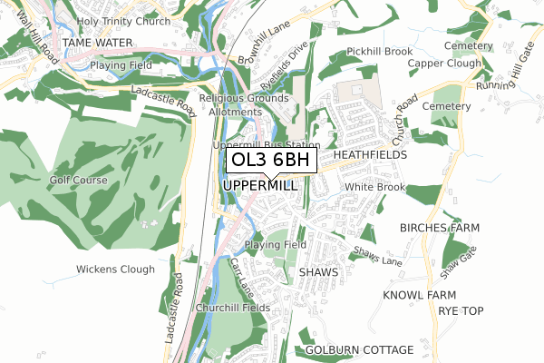 OL3 6BH map - small scale - OS Open Zoomstack (Ordnance Survey)