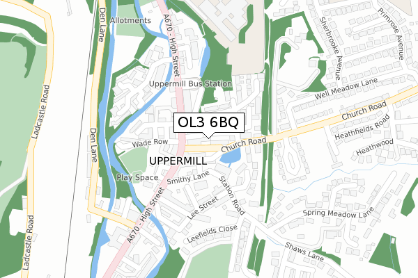 OL3 6BQ map - large scale - OS Open Zoomstack (Ordnance Survey)