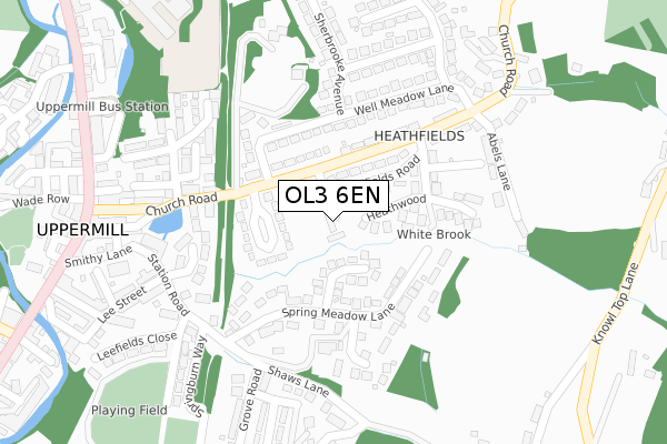 OL3 6EN map - large scale - OS Open Zoomstack (Ordnance Survey)