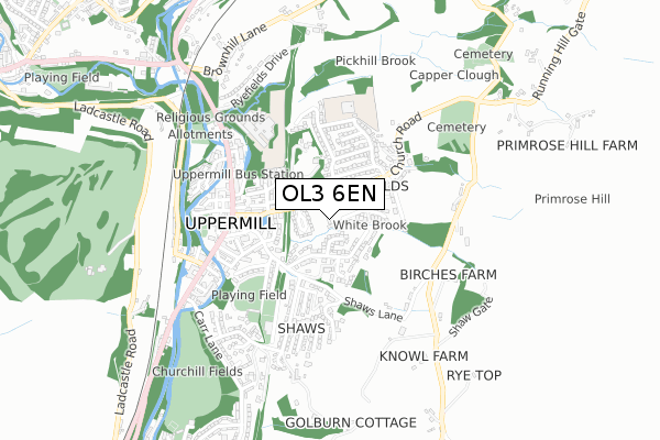 OL3 6EN map - small scale - OS Open Zoomstack (Ordnance Survey)