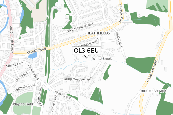 OL3 6EU map - large scale - OS Open Zoomstack (Ordnance Survey)