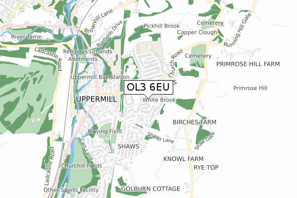 OL3 6EU map - small scale - OS Open Zoomstack (Ordnance Survey)