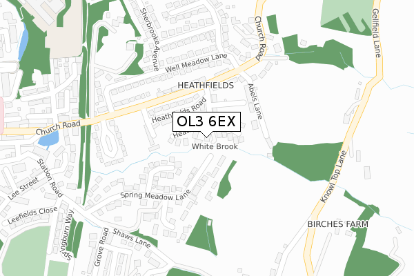 OL3 6EX map - large scale - OS Open Zoomstack (Ordnance Survey)