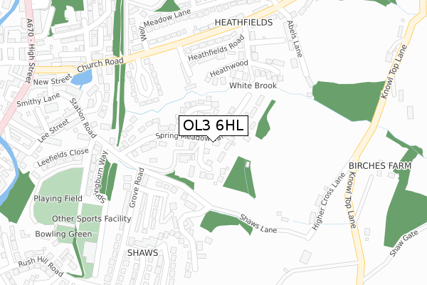 OL3 6HL map - large scale - OS Open Zoomstack (Ordnance Survey)