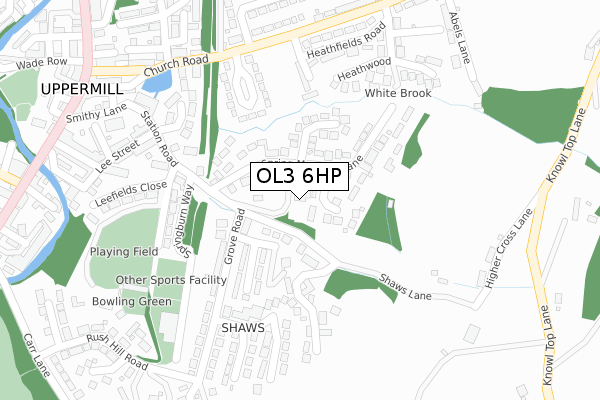 OL3 6HP map - large scale - OS Open Zoomstack (Ordnance Survey)