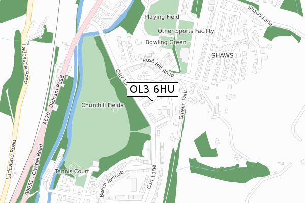 OL3 6HU map - large scale - OS Open Zoomstack (Ordnance Survey)