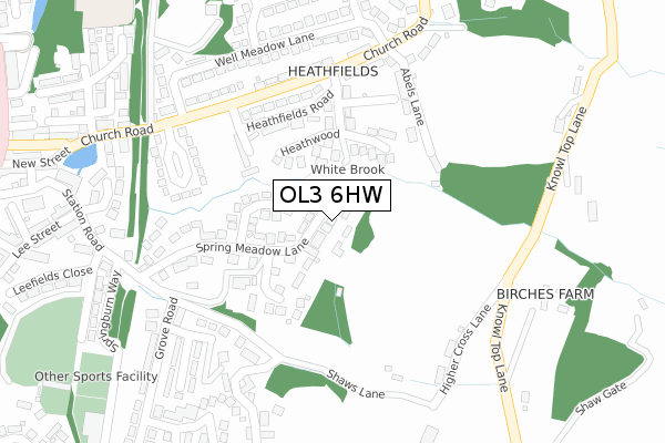 OL3 6HW map - large scale - OS Open Zoomstack (Ordnance Survey)