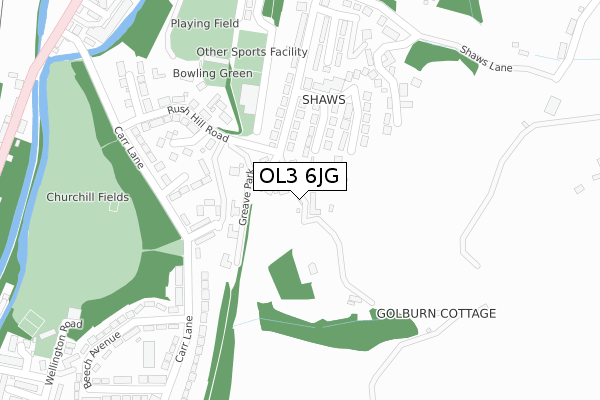 OL3 6JG map - large scale - OS Open Zoomstack (Ordnance Survey)