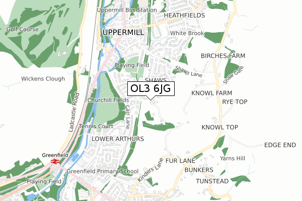 OL3 6JG map - small scale - OS Open Zoomstack (Ordnance Survey)