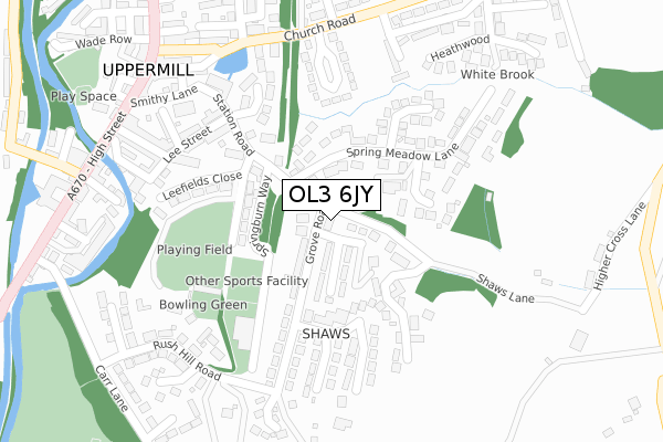 OL3 6JY map - large scale - OS Open Zoomstack (Ordnance Survey)