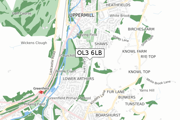 OL3 6LB map - small scale - OS Open Zoomstack (Ordnance Survey)