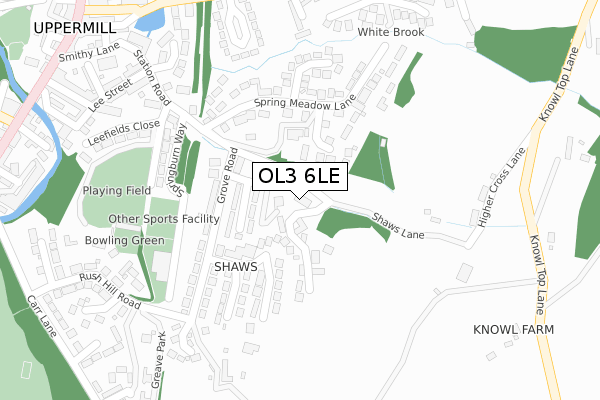 OL3 6LE map - large scale - OS Open Zoomstack (Ordnance Survey)