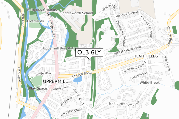 OL3 6LY map - large scale - OS Open Zoomstack (Ordnance Survey)