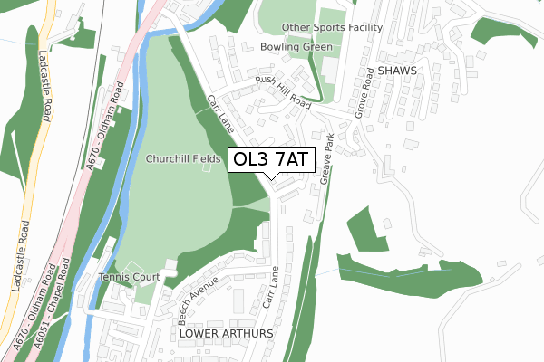 OL3 7AT map - large scale - OS Open Zoomstack (Ordnance Survey)