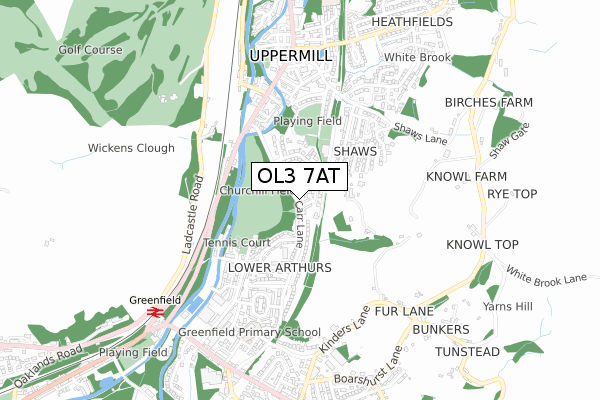 OL3 7AT map - small scale - OS Open Zoomstack (Ordnance Survey)