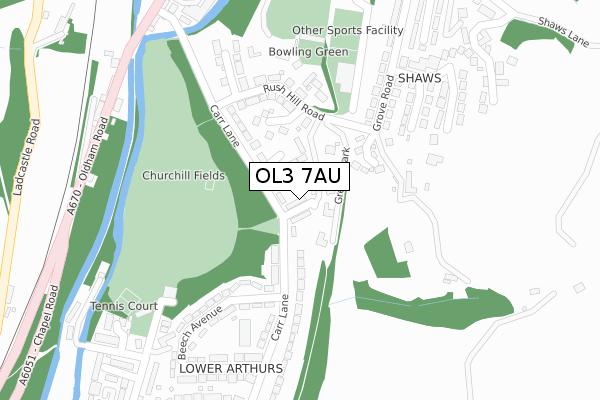 OL3 7AU map - large scale - OS Open Zoomstack (Ordnance Survey)