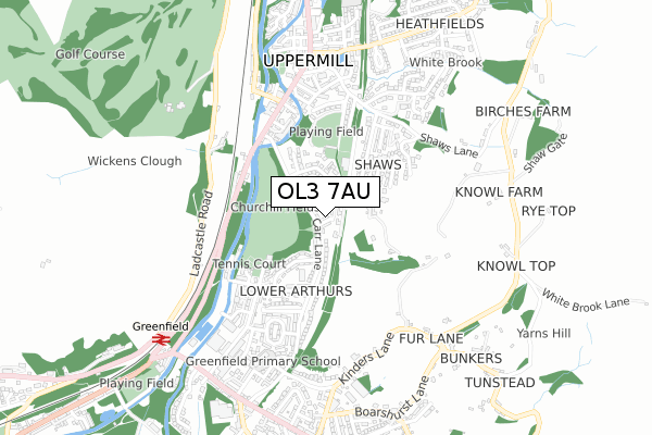 OL3 7AU map - small scale - OS Open Zoomstack (Ordnance Survey)