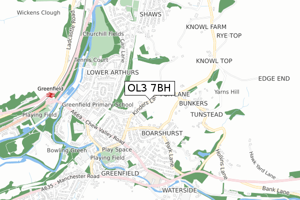 OL3 7BH map - small scale - OS Open Zoomstack (Ordnance Survey)