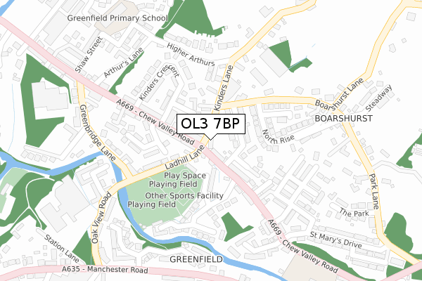 OL3 7BP map - large scale - OS Open Zoomstack (Ordnance Survey)