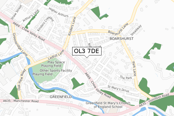 OL3 7DE map - large scale - OS Open Zoomstack (Ordnance Survey)