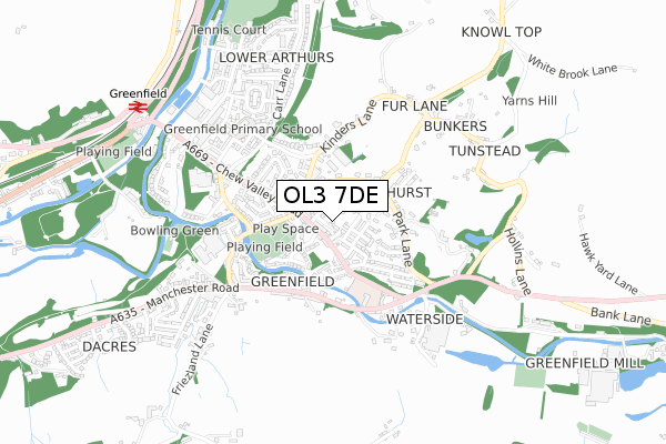 OL3 7DE map - small scale - OS Open Zoomstack (Ordnance Survey)