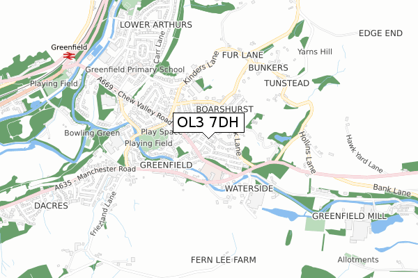 OL3 7DH map - small scale - OS Open Zoomstack (Ordnance Survey)